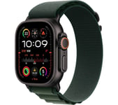 APPLE Watch Ultra 2 Cellular - 49 mm Black Titanium Case with Dark Green Alpine Loop, Medium, Black,Green