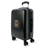 Route 66 Cabin Suitcase 55 x 40 x 20 (Extendable) – 33L – Ryanair Cabin Luggage – Airline Compatible – Lightweight and Hard Carry Case – 4 Wheels, Black/White, 55x40x20 cm, Cabin