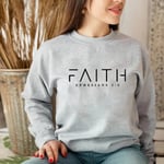 Trendig Faith Sweatshirt Bibelversskjorta Kristna kläder Dam Streetwear Tröja Huvtröja Estetiska kläder Gray XXL