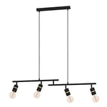 Eglo Suspension luminaire Lurone, lustre avec 4 spots orientables, plafonnier pour salon et salle à manger, métal noir et laiton, douille E27