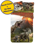 Jurassic World Volcano Single Duvet Cover Set Kids 2-in-1 Design EU Size Bedding