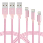 Avoalre iPhone Cable Charger [MFi Certified] 3 Pack 2M Lightning Cable Charger iPhone Compatible with iPhone 11 12 13 X 8 Plus 7 Plus 6S Plus SE2020 iPad and More - Pink