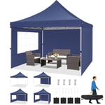 TOOLUCK Barnum Pliant 3x3m Tonnelle Pliante 3x3 Tonnelle de Jardin Exterieur Imperméable Professionnel Tente de Reception avec 3 Parois Latérales Tonnelle Tente UV 50+, Bleu Foncé