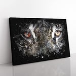 Big Box Art Eye of The Tiger Paint Splash Canvas Wall Art Print Ready to Hang Picture, 76 x 50 cm (30 x 20 Inch), Grey, Black, Olive, Green