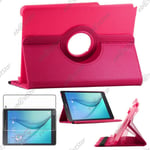 Ebeststar ® Pour Samsung Galaxy Tab A 9.7 T550 / S Pen P550 - Housse Coque Etui Pu Cuir Rotatif Avec Support À Rotation 360° + Verre, Couleur Rose [Dimensions Precises De Votre Appareil : 242.5 X 166.8 X 7.5 Mm, Écran 9.7'']