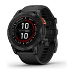 Garmin Fenix 7 Pro Solar GPS smartwatch, grå stål/svart silikonBAnd