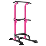 SogesHome Barre de traction Power Tower - Exercice - Euipment - Pour la maison, la salle de sport, la dip - Réglable en hauteur - Pour fitness, musculation - Rose