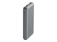 Belkin Boostcharge - Strömförsörjningsbank - 20000 Mah - 15 Watt - 3 A - 3 Utdatakontakter (2 X Usb, 24 Pin Usb-C) - På Kabel: Usb-C - Rymdgrå