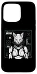 Coque pour iPhone 15 Pro Max Robot chat Android Cyborg Futuriste Chaton félin