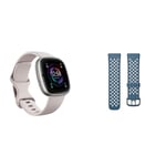 Fitbit Sense 2 Health and Fitness Smartwatch with built-in GPS,advanced features & Versa 3/Sense Sport Band Accessory, Sapphire/Fog Grey, Large