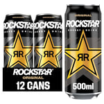 Rockstar Energy Drink - Original - Non-Alcoholic - 200 mg Caffeine - Caffeinated Drink with Taurine, Guarana, Ginseng, & B-Vitamins - 12 x 500ml cans