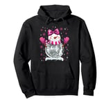 Cute Snowman Disco Ball Christmas Coquette Bow Women Girls Pullover Hoodie