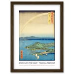 Wee Blue Coo A Fine Evening on the Coast, Tsushima Province Tsushima Province Utagawa Hiroshige Japanese Woodblock Classic Collection Artwork Framed Wall Art Print A4