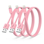 3Pack Apple MFi Certified iPhone Charger 2M,iPhone Lightning to USB A Cable 2 Meters,Fast Charging Cable Lead for iPhone 12 SE 2020 11 Xs Max XR X 8 Plus 7 Plus 6 Plus 5s SE iPad Pro，pink