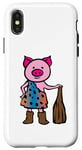 iPhone X/XS Pig dressed up Stone Age man with club for Halloween Case