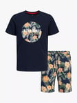 Jack & Jones Kids' Chill Shape Logo Floral Print T-Shirt & Shorts Set, Navy