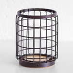 Industrial Round Metal Wooden Base Kitchen Utensil Storage Pot Jar Caddy Holder 