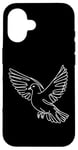 Coque pour iPhone 16 Line Art Oiseau et ornithologue Colombe à ailes blanches