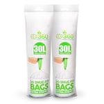 EcoBag - 40 Pack White Kitchen Drawstring Bin Liner - 30L - 25 Microns - Heavy Duty, Extra Strong, Brabantia Compatible, Eco-Friendly, Tear Resistant, Clear Recycling Bags (465 x 750mm)