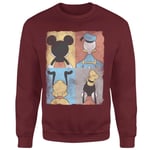 Donald Duck Mickey Mouse Pluto Goofy Tiles Sweatshirt - Burgundy - M - Bordeaux