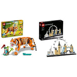 LEGO 31129 Creator 3 in 1 Majestic Tiger to Panda or Koi Fish Set & 21034 Architecture Skyline Model Building Set, London Eye, Big Ben, Tower Bridge Model Collection, Office Home Décor