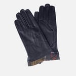 Barbour Women's Tartan Trimmed Leather Gloves - Black/Classic - L