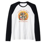 Funny Vacation Living My Best Afterlife Beach Vibes Skeleton Raglan Baseball Tee