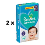 Vaipat PAMPERS Active Baby Maxi Pack, koko 3, 6-10kg, 66 kpl. x 2 kpl. paketti