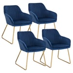 WOLTU Chaise de Salle à Manger Lot de 4, Moderne Chaise de Cuisine, Fauteuil scandinave, Chaise Coiffeuse, pour Salle de Séjour, Chambre à Coucher, Cuisine, en Velours et métal Bleu BH246bl-4