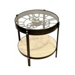 Paris Prix - Table d'Appoint Design 'Plateau Horloge' 40cm Noir