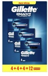 Pack 12 Lames GILLETTE MACH3 TURBO Recharge Rasoir Gilette Match 3 Match3 Mach 3