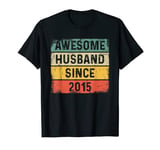 9th Year Wedding Anniversary Epic Awesome Husband Since 2015 T-Shirt