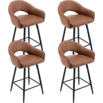 Wahson Office Chairs - Tabouret Bar en Velour Lot de 4 Rotation de 360 Degré Chaise Bar de Pied en Métal avec Repose-Pieds pour Bar, Cuir pu, Marron