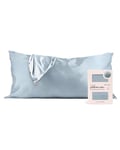 Kitsch Satin Pillowcase King Size, Softer Than Mulberry Silk Pillowcase for Hair and Skin, Breathable Smooth Cooling Pillow Covers 19x36 Inches with Zipper, Gifts for Women Mom Men, Haze Blue, 1 Pack