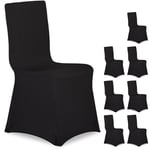 Housses de chaise, lot de 8, extensible, universel, lavable, décoration de mariage, banquet, noir