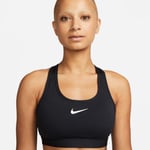 Nike Swoosh Medium Support BH Str. XS - Svart, Komfortabel og Støttende for Løping