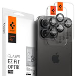 Spigen Glas.tR EZ Fit Optik Pro Tempered Glass Camera Lens Protector for iPhone 15 Pro, iPhone 15 Pro Max, iPhone 14 Pro, iPhone 14 Pro Max - Black (2 Pack)