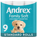 Andrex Coconut Fresh Fragrance Toilet Rolls - 9 Toilet Roll - Bulk Buy Toilet Rolls - Coconut Scented Toilet Rolls for a Fresh and Confident Clean