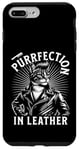 Coque pour iPhone 7 Plus/8 Plus Purrfection in Leather - Chat en veste en cuir et coiffure en gel