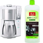 Melitta Look Therm Timer 1025-17 Cafetière filtres 1X4 Fonction arrêt Automatique 10 Tasses Blanc/Acier Brossé, 1080 W, 1.25 liters & Détartrant Liquide Bio, Multi usage, 250 ml