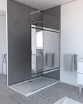 Paroi de Douche avec Bande Miroir 120x200cm - Verre 8mm - Profilé Chrome - FREEDOM 2 MIRROR