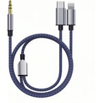 Flätat Nylon USB C & Lightning till 3,5 mm Jack Audioadapter Aux-kabel