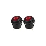 Lntyq - Lumière led rouge 12 V/24 v universel 3 broches pour voiture, bateau, interrupteur à bascule rond marche-arrêt, 2 pièces pour pièces de