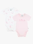 BOSS Baby Logo Monogram Short Sleeve Bodysuits, Pack Of 2, Rose