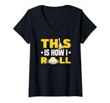 Womens This Is How I Roll Spaghetti Lover Italian Pasta V-Neck T-Shirt