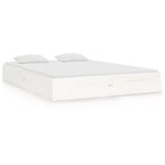 Lit double-120 x 190 cm, Cadre de lit, Lit adulte blanc bois massif petit double JKF713815 MaisonChic