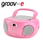 Groov-e GVPS733 Pink Portable Boombox Audio CDPlayer Radio Aux In FREE AUX LEAD