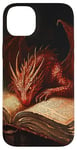 iPhone 14 Plus Aesthetic Gothic Red Dragon Reading Book Painting Bookish Case