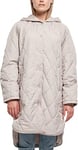 Urban Classics Women's Oversized Diamond Quilted Hooded Coat, Warm Grey, L