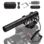 comica VM20 Microphone Directionnel Shotgun Vidéo Micro Super-Cardioïde à Condensateur avec Câbles 3,5 mm TRRS & TRS pour Smartphone, DSLR Caméra, Caméscope(avec écran OLED)